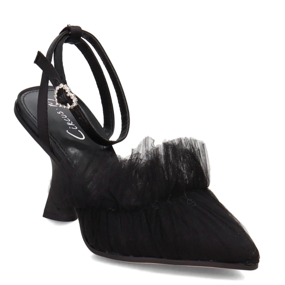 Circus by Sam Edelman Black Ruffle Mesh Ankle-Strap Pump - Size 11 (NIB)